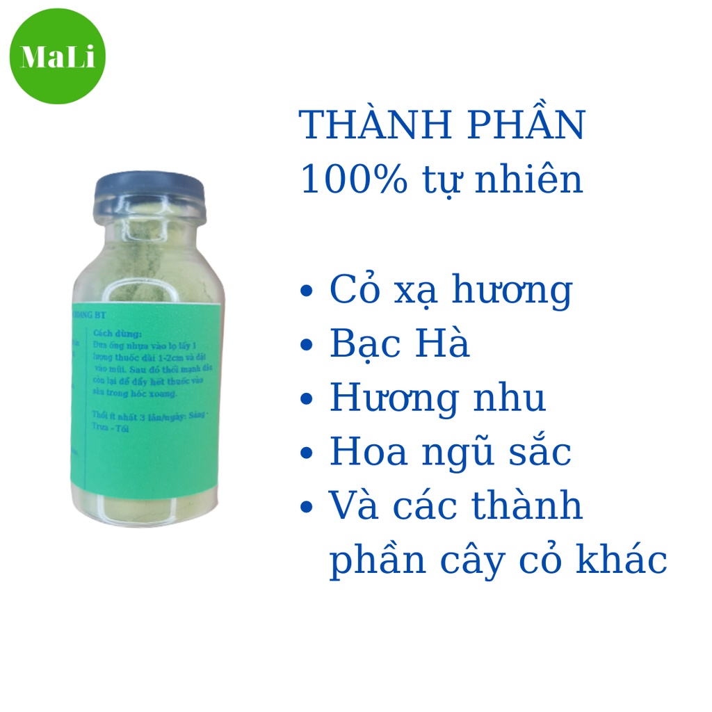 Thổi mũi xoang BT giúp Thông Xoang, Phục Hồi, Lành Xoang, Hết Ngứa 15gr/1 lọ, 100% tự nhiên không chất bảo quản