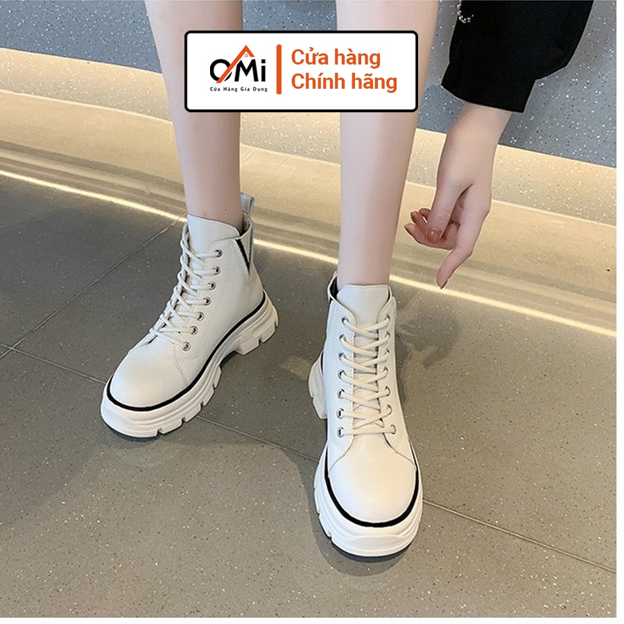 Giày bốt thời trang nữ quảng châu loại 1, giày boot nữ OMI có chun 2 bên chất liệu da mịn lót nỉ lông bên trong | BigBuy360 - bigbuy360.vn