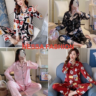 Bộ Đồ Ngủ Nữ Mặc Nhà VảI Lụa - Quần Áo Dài Tay Dày Pijama Váy Ở Nhà Mùa Xuân Thu Đông Hè Dễ Thương Kute Ảnh Thật BĐN40