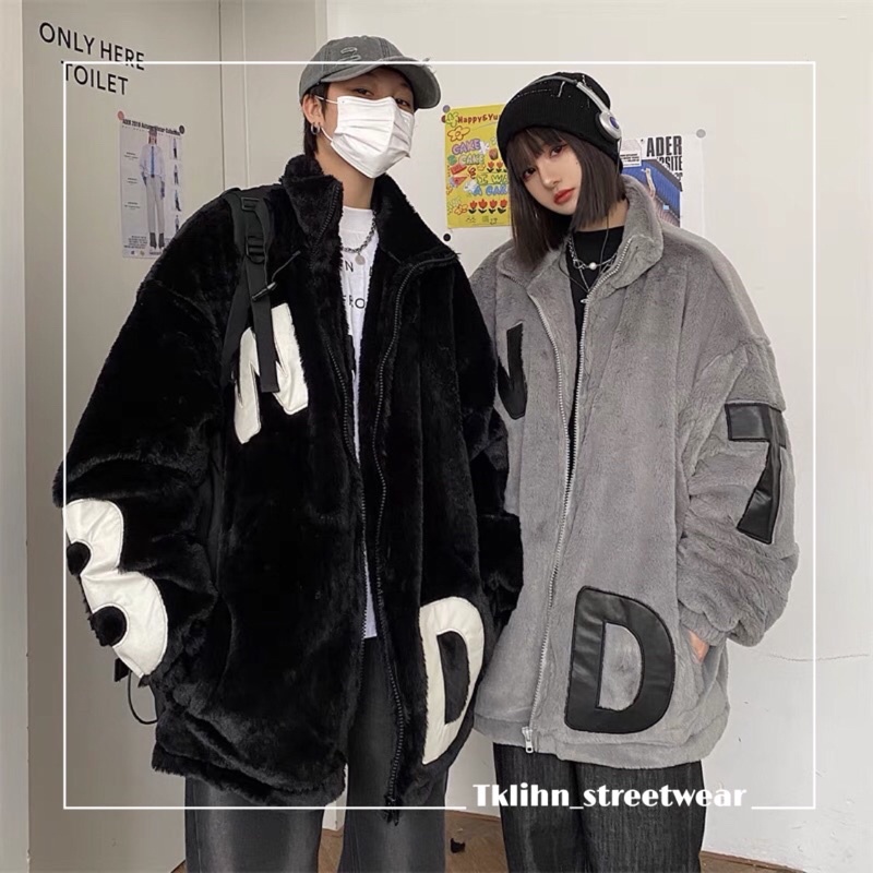 (SẴN) TKLIHN Áo khoác Lông cao cấp UNISEX thêu chữ phong cách cá tính HOT FASHIONTA 2021 KÈM 2 ẢNH THẬT CUỐI