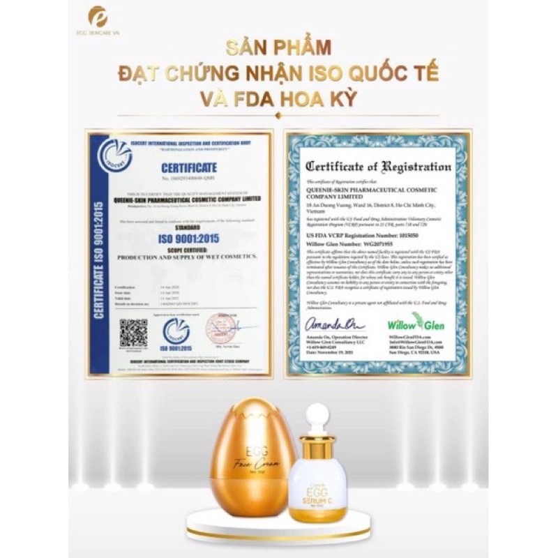 Combo Kem face dưỡng trắng +serum trứng vàng