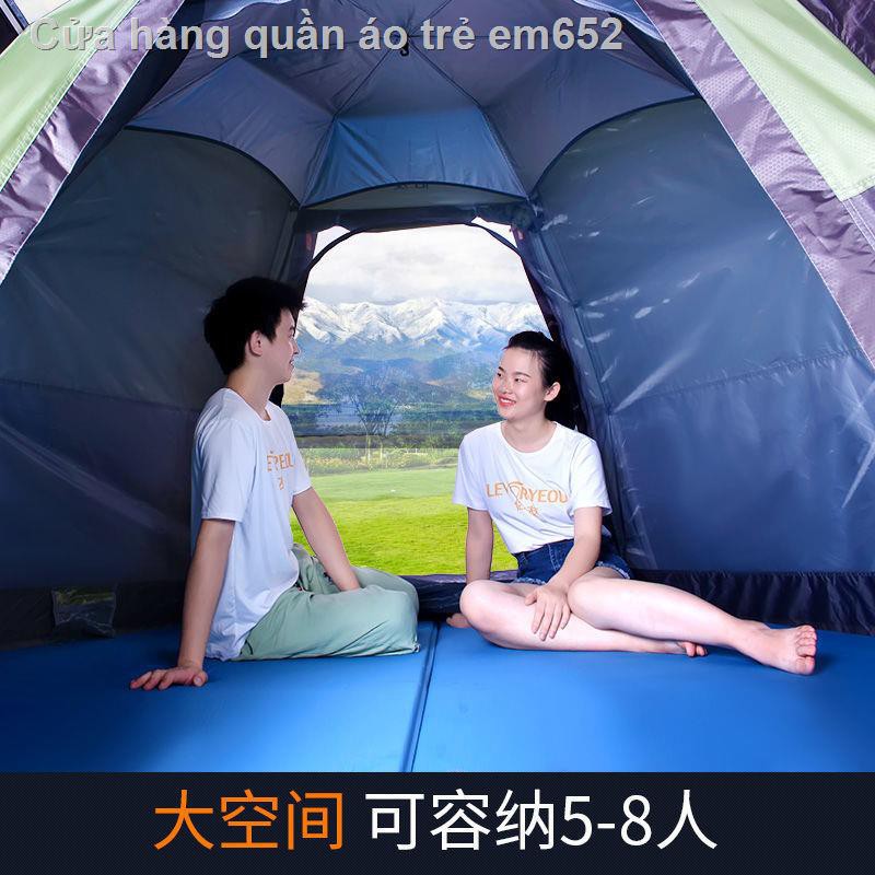 Lều ngoài trời bảo vệ Mưa tự động 3-4 người dày lĩnh vực cắm trại lục giác mái hiên bãi biển hai lớp