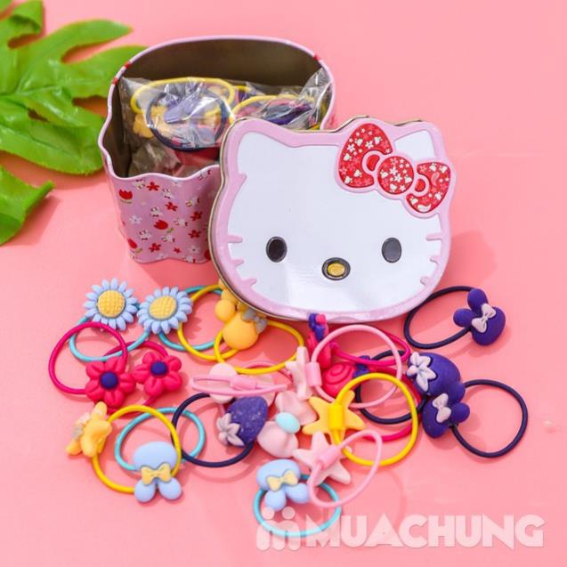 HỘP 40 DÂY CỘT TÓC MÈO KITTY HỒNG SIÊU XINH CHO BÉ - HỘP DÂY BUỘC TÓC 40 CHI TIẾT ĐÍNH HOA LÁ, KITTY, MÈO THỎ ĐỦ MÀU