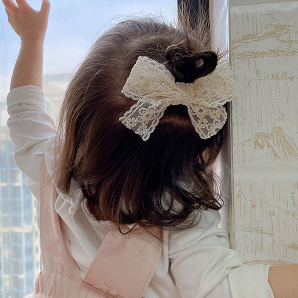 Băng đô/Kẹp tóc vải ren thắt nơ phong cách Hàn Quốc thời trang mùa hè dễ thương cho bé gái