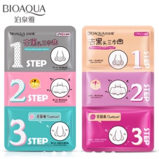 [Set 3 bước] Mặt nạ lột mụn đầu đen ở mũi Bioaqua