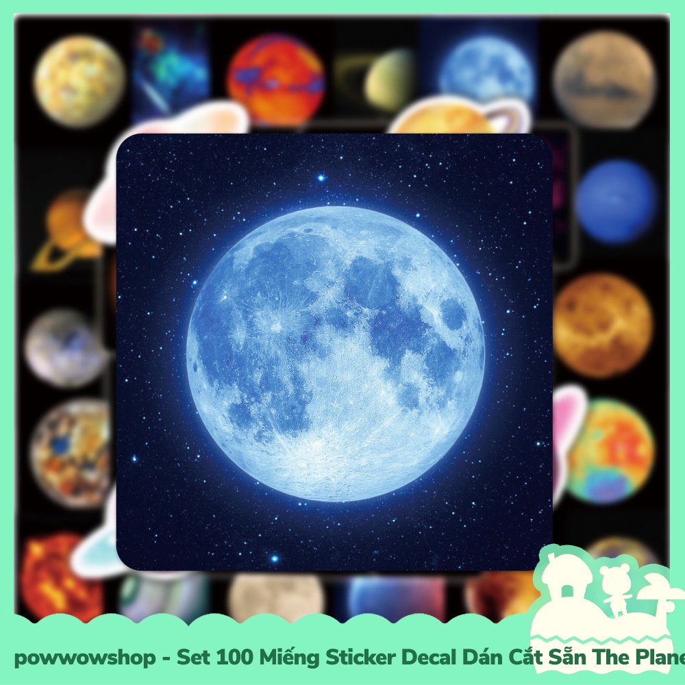 [Sẵn VN - Hỏa Tốc] Set 100 Miếng Sticker Decal Cắt Sẵn DIY Dán Trang Trí Vật Dụng Mẫu The Planets &amp; The Cats