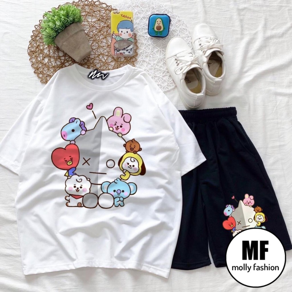 Set đồ bộ hoạt hình ❤️ Bộ mặc nhà Cartoon BT 21 form rộng Freesize Unisex nam nữ Molly Fashion