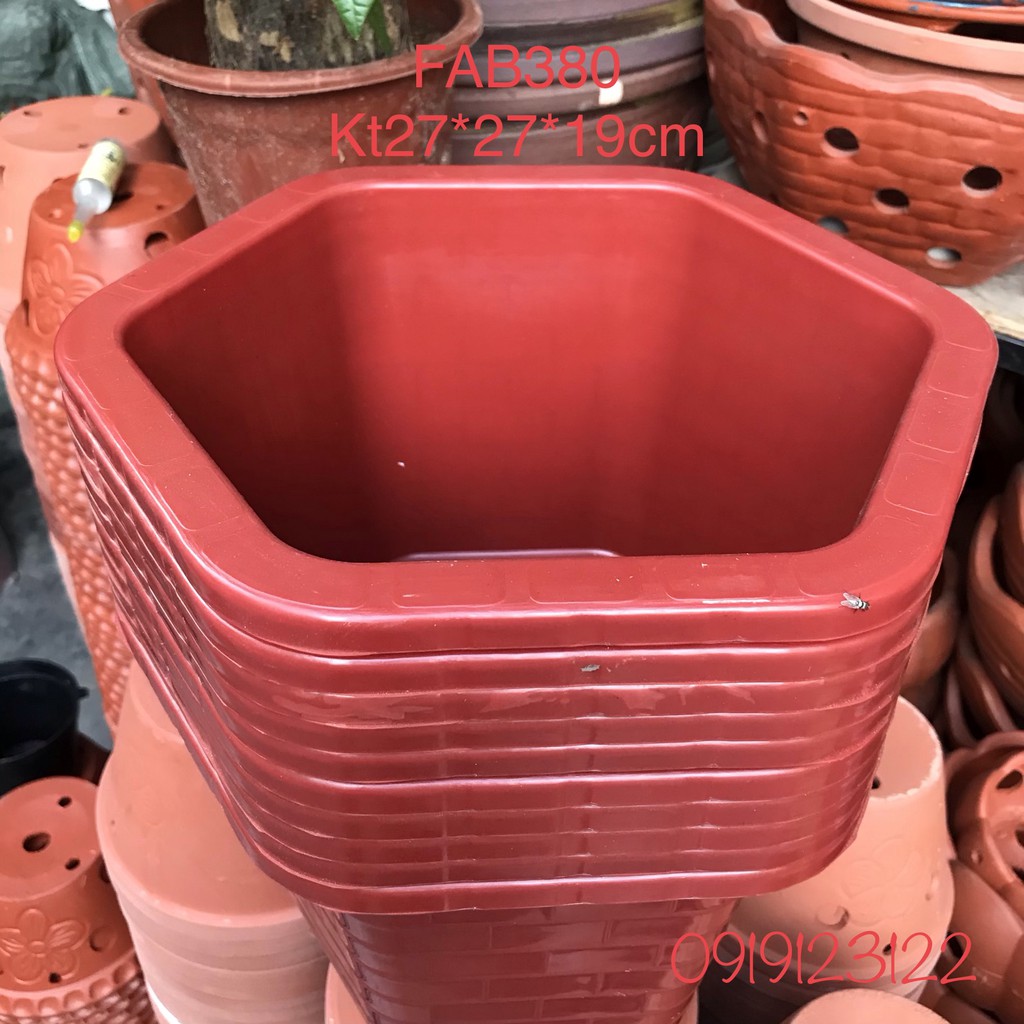 10 Chậu Nhựa lục giác FAB380 KT27*19 cm  Trồng và ươm cây cảnh, hoa hồng