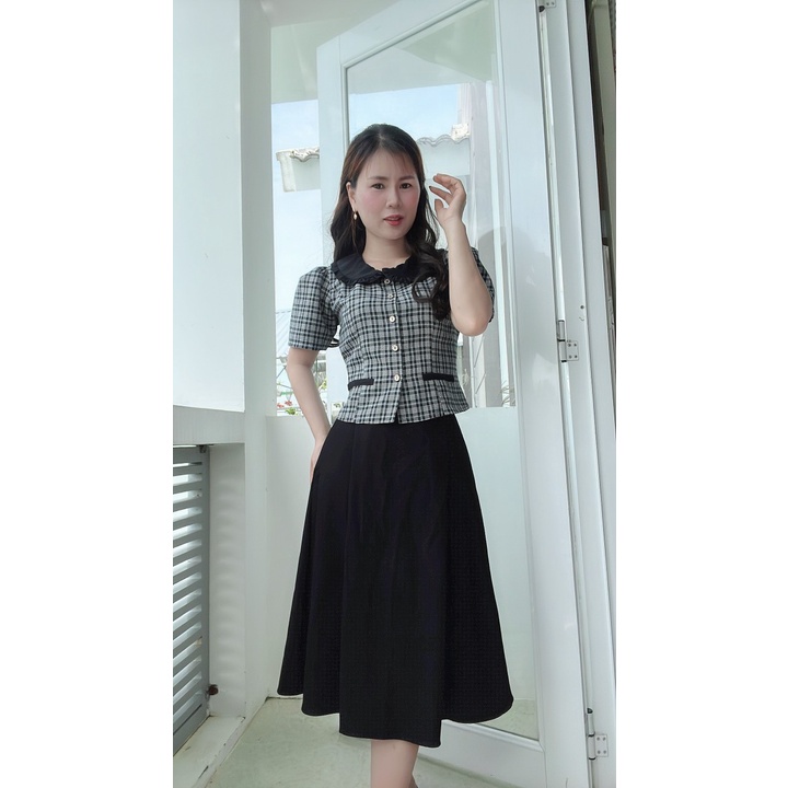 SET ÁO CARO + CHÂN VÁY XÒE ( set rời bán lẻ )