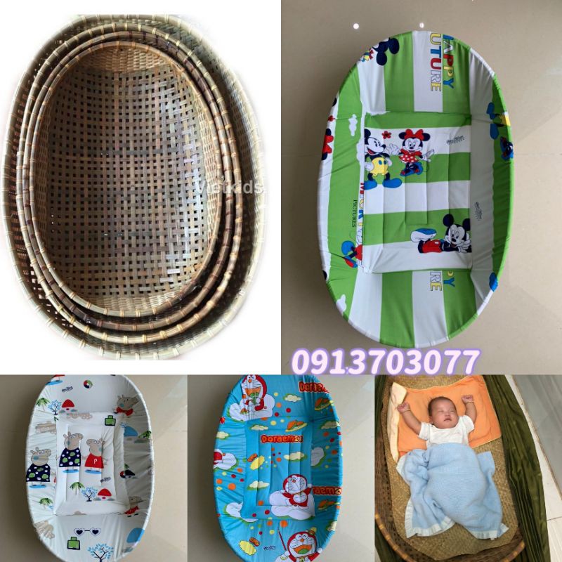 Nôi tre nằm võng đủ size cho bé (tặng vòng dâu tằm)