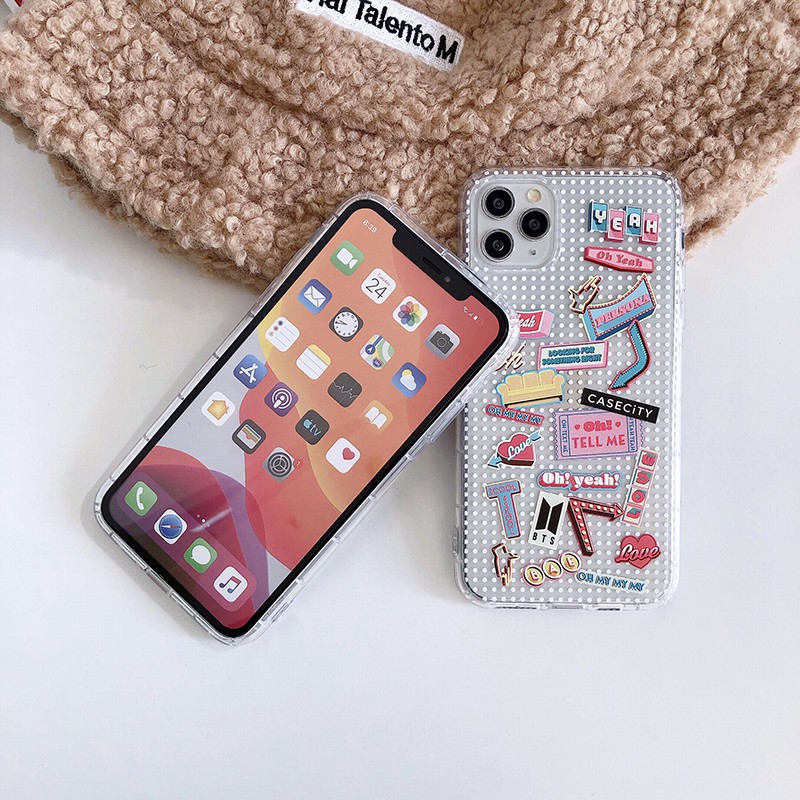 Casing iPhone 12 11 Pro Max XR XS MAX X 7plus 8plus 6 6sPlus 7 8 SE iPhone 12 Mini Ins Fashion Casetify BTS BT21 Transparent Soft Xover