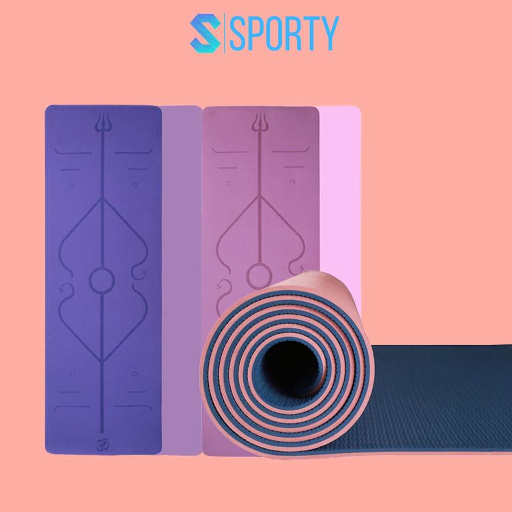 Thảm tập Yoga SPORTY TPE cao cấp 2 lớp dày 6mm, chống trơn trượt