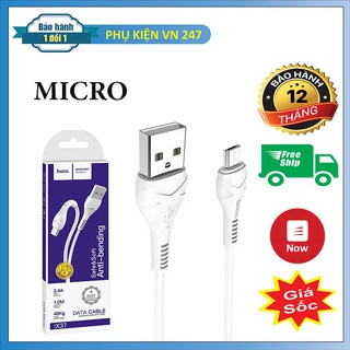 Cáp  Hoco X37 MICRO Hỗ Trợ Sạc Nhanh 2.4A Max Cho Điện Thoại samsung máy tính bảng-BH 12 Tháng