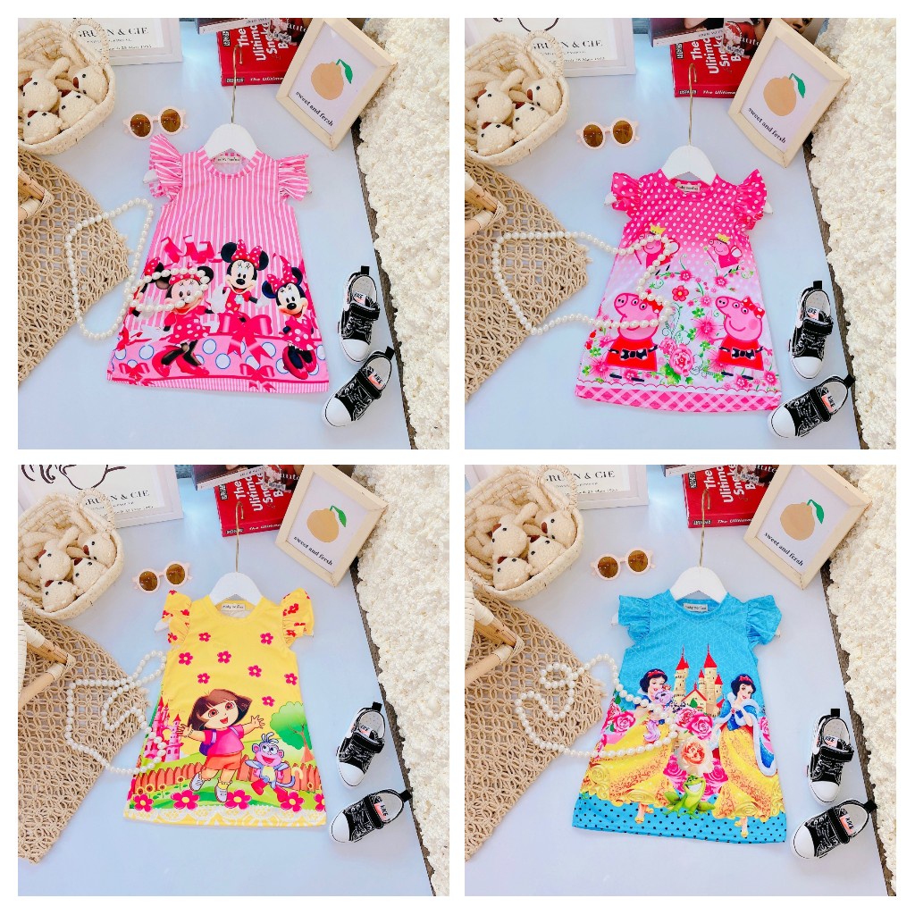 SALE VÁY 3D LẠNH MINKY MOM CHO BÉ GÁI SIZE 9-19KG(VAY 3D)