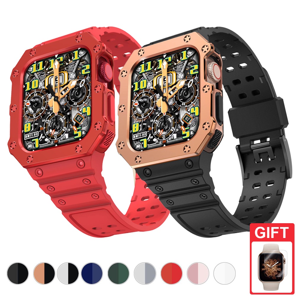 Dây Đeo Silicone Kèm Hộp Đựng Cho iWatch Series 7 / 6 / SE / 5 / 4 / 3 45mm 41mm 44mm 42mm 40mm 38mm