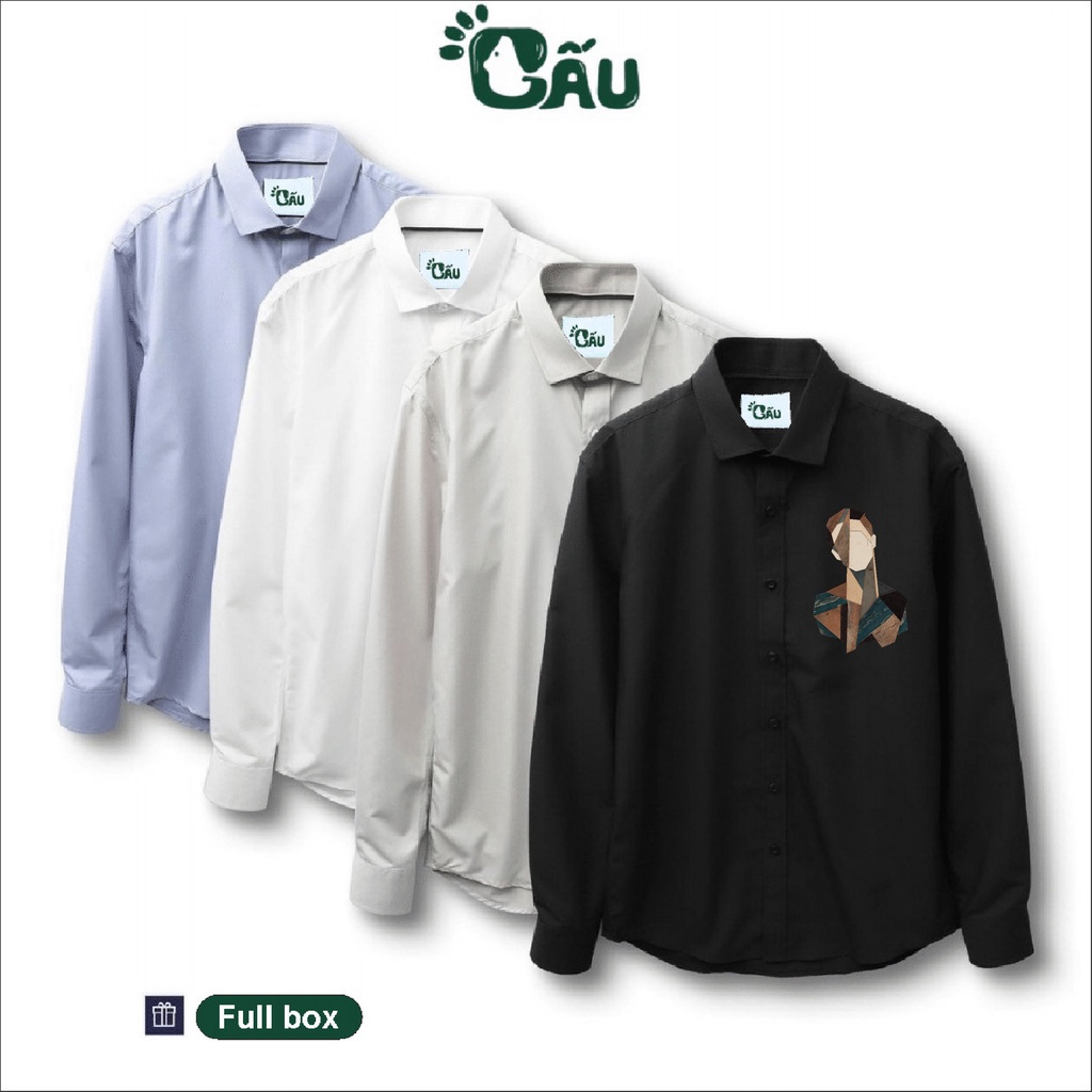Áo sơ mi nam GẤU 194 cổ thuyền tay dài vải coton lụa mềm mại, ít nhăn - chuẩn form regular fit - Boy Color