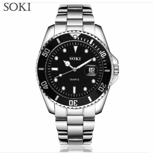 ĐỒNG HỒ NAM DÂY KIM LOẠI SOKI D268 CÓ LỊCH PHONG CÁCH DOANH NHÂN | BigBuy360 - bigbuy360.vn