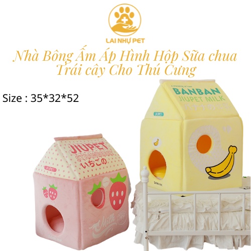 Nhà Bông Ấm Áp Hình Hộp Sữa Chua Cho Thú Cưng - Lai Nhự Pet