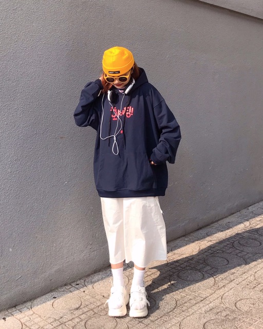 Áo hoodie da cá in chữ Hàn | BigBuy360 - bigbuy360.vn