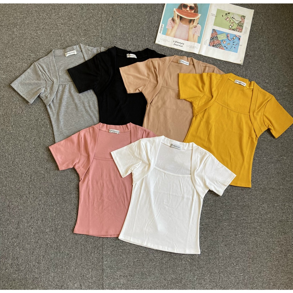 Áo thun cổ U vạt sang chảnh