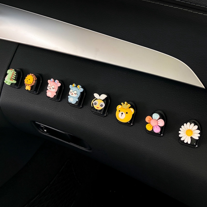 Móc Treo Chìa Khóa Xe Hơi Bằng Nhựa Tự Dính Hình mickey minnie Khủng Long Thông Dụng