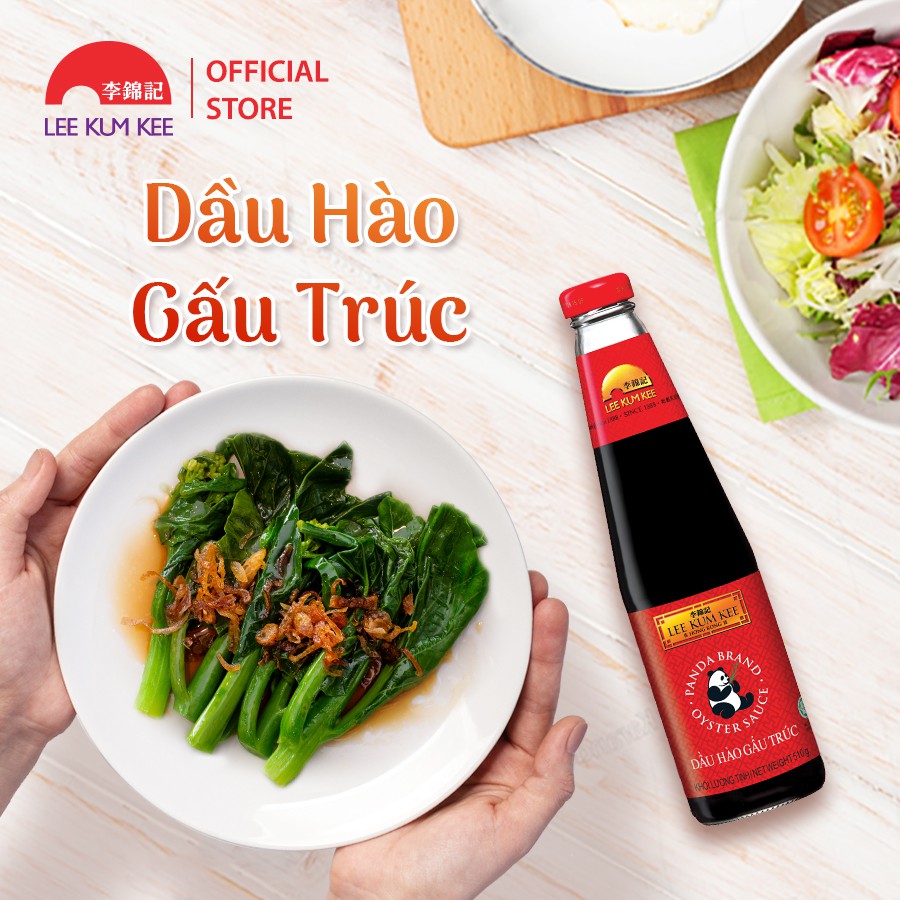 Dầu hào Lee Kum Kee Panda Brand Oyster Sauce (Combo 2 chai 510g) hiệu gấu trúc với chiết xuất hào chọn lọc 11%