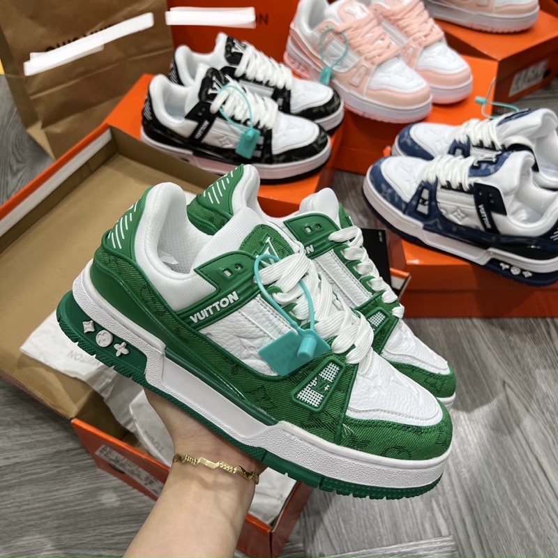 Full box+quà tặng🎁Giày sneaker Lv đen,xanh lá,hồng các màu thể thao nam nữ