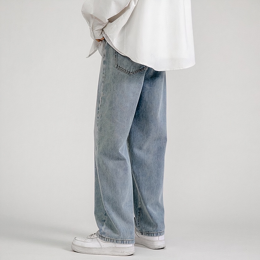 QUẦN JEAN NAM TOKI ỐNG RỘNG UNISEX XANH TRẮNG