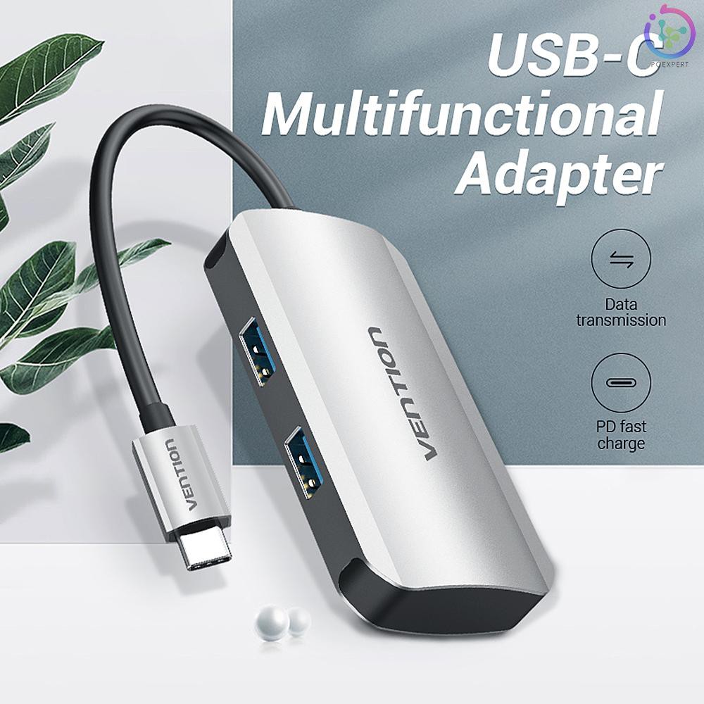 Bộ Chuyển Đổi Usb-C Hub 5 Trong 1 Sang 4x Usb 3.0 + Pd Laptop Pc Usb 3.0