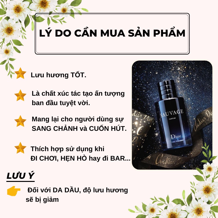 Nước hoa nam Sauvager EDP 100ml - Hương thơm nam tính cuốn hút mạnh mẽ