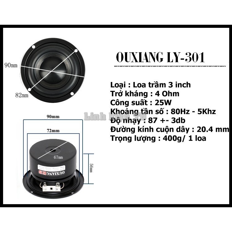 Loa trầm 3 inch LY-301