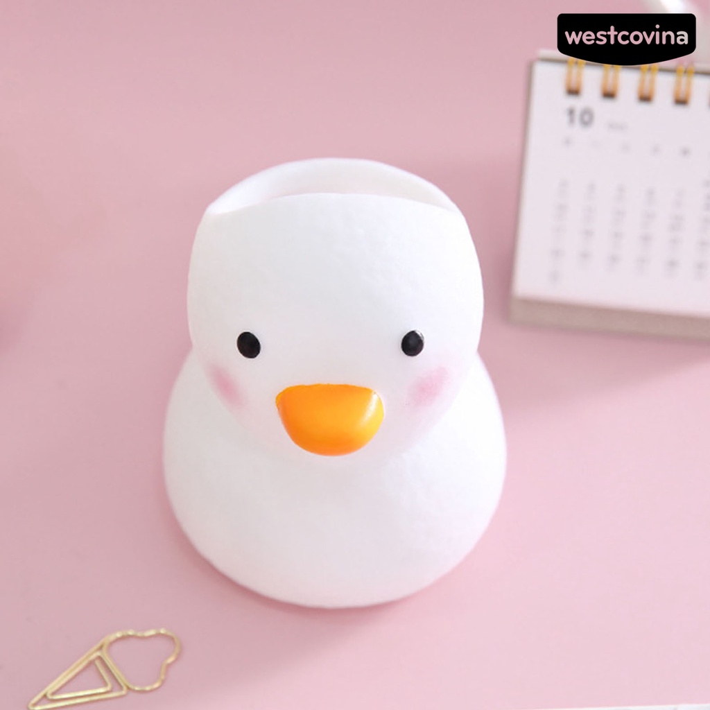 [Hot]✍Giá Đỡ Cọ Trang Điểm Hình Chú Vịt Bằng Nhựa Chống Mòn Tiện Dụng Cho Văn Phòng