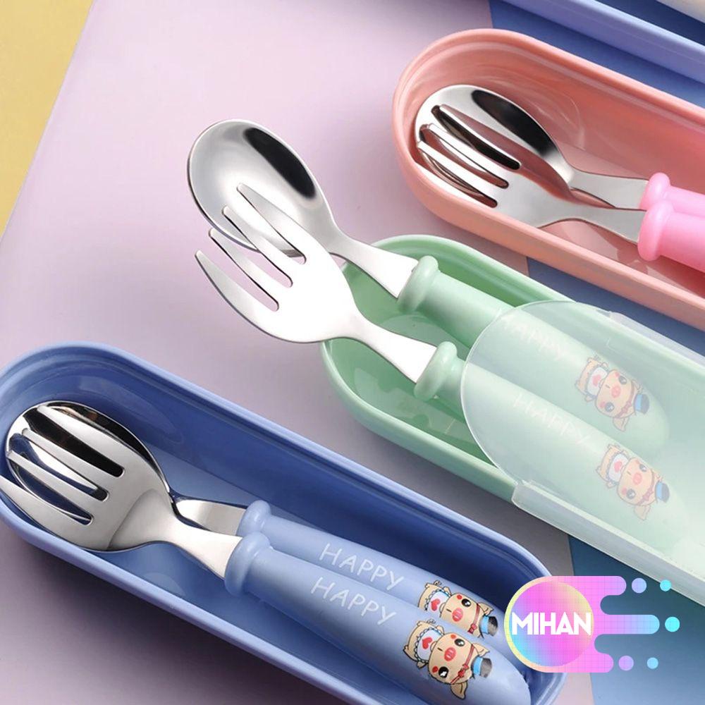Bộ muỗng nĩa ăn bằng thép không gỉ họa tiết hoạt hình cho bé