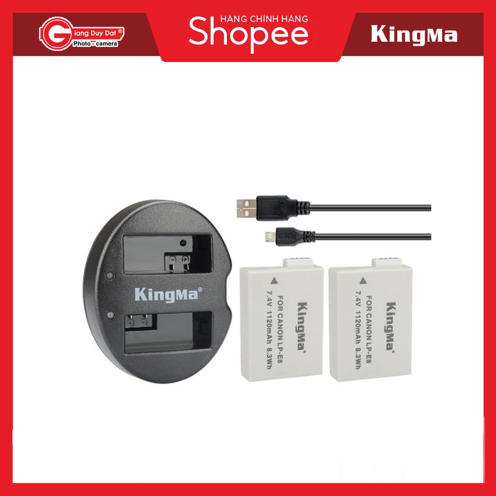 Bộ Pin Sạc Đôi Kingma Lp-E8 cho Máy Ảnh Canon 550D 600D 700D