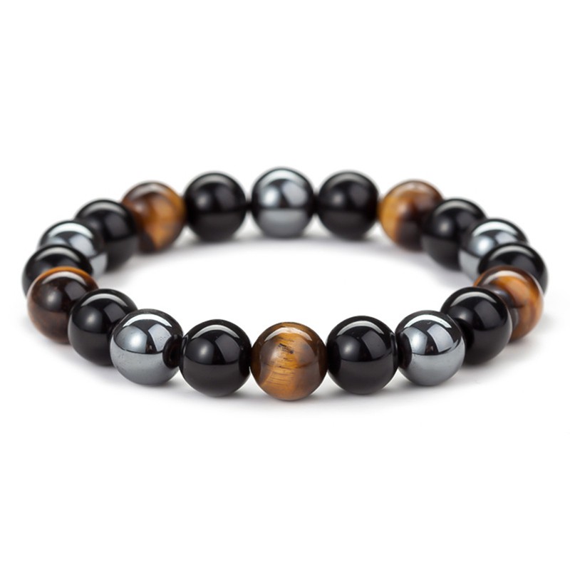 8/10mm Tiger Eye Hematite Black Obsidian Stone Bead Bracelet Men Bracelet