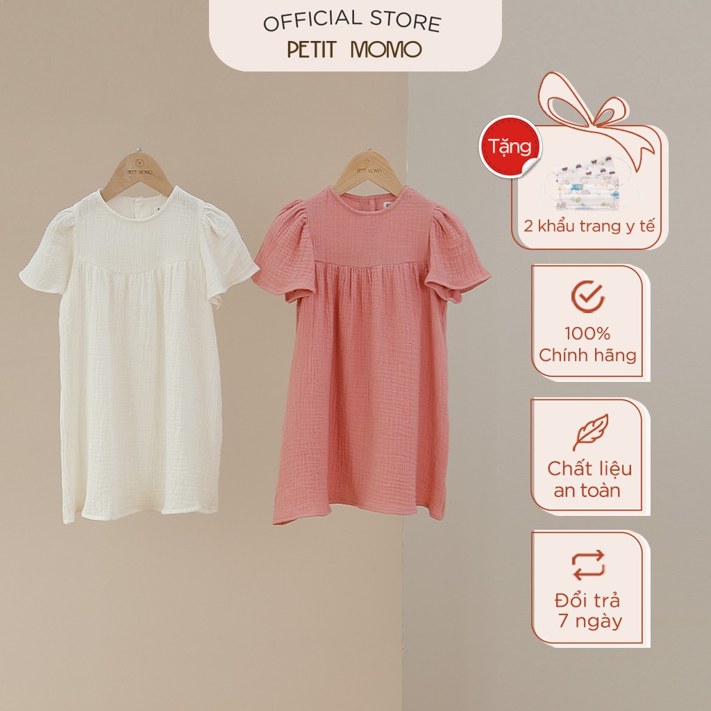 Váy Bé Gái Mùa Hè Đẹp PETIT MOMO Dáng Chữ A Tay Xòe Vải Xô Muslin Thoáng Mát Cho Bé Từ 1-5 tuổi H058