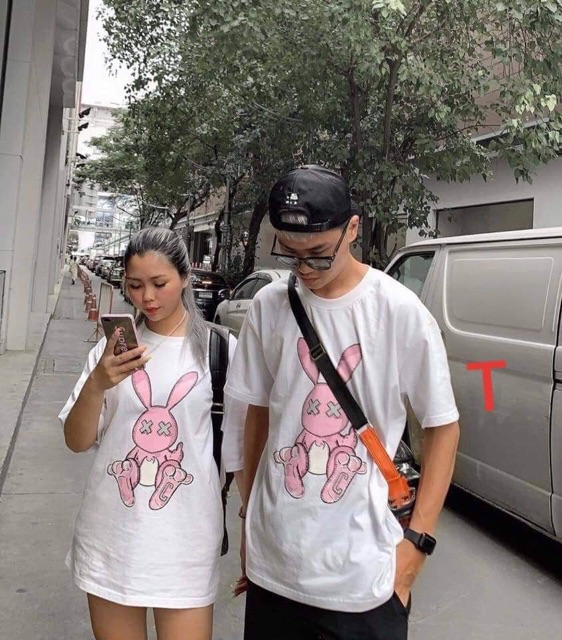 Áo phông thỏ hồng mắt x x DTR0919