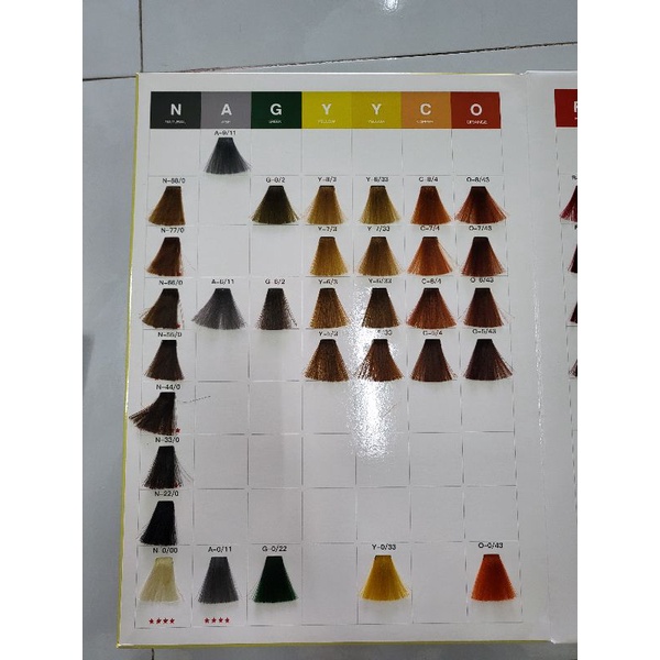 Màu nhuộm tóc colortour. chọn màu trên bảng màu
