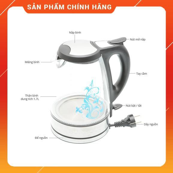 [Cao Cấp] Ấm Siêu Tốc Thủy Tinh Sunhouse SHD1217 Đẹp Sang Trọng, Đun Nhanh Sôi, Tiết kiệm Điện Năng, Bảo Hành 12 Tháng