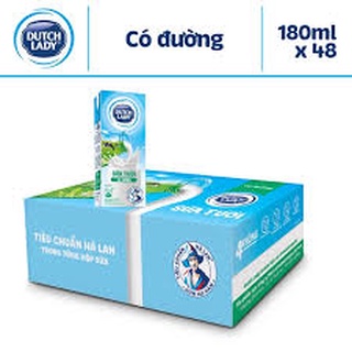 Thùng 48 hộp sữa tươi tiệt trùng Cô Gái Hà Lan Dutch Lady có đường 180ml