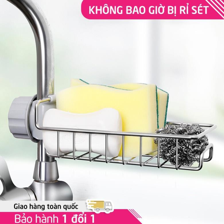 Giỏ Inox Gắn Vòi Rửa Bát Tiện Lợi - Không Rỉ / Giá Treo Vòi Inox Đựng Đồ , Giẻ Rửa Chén Bát