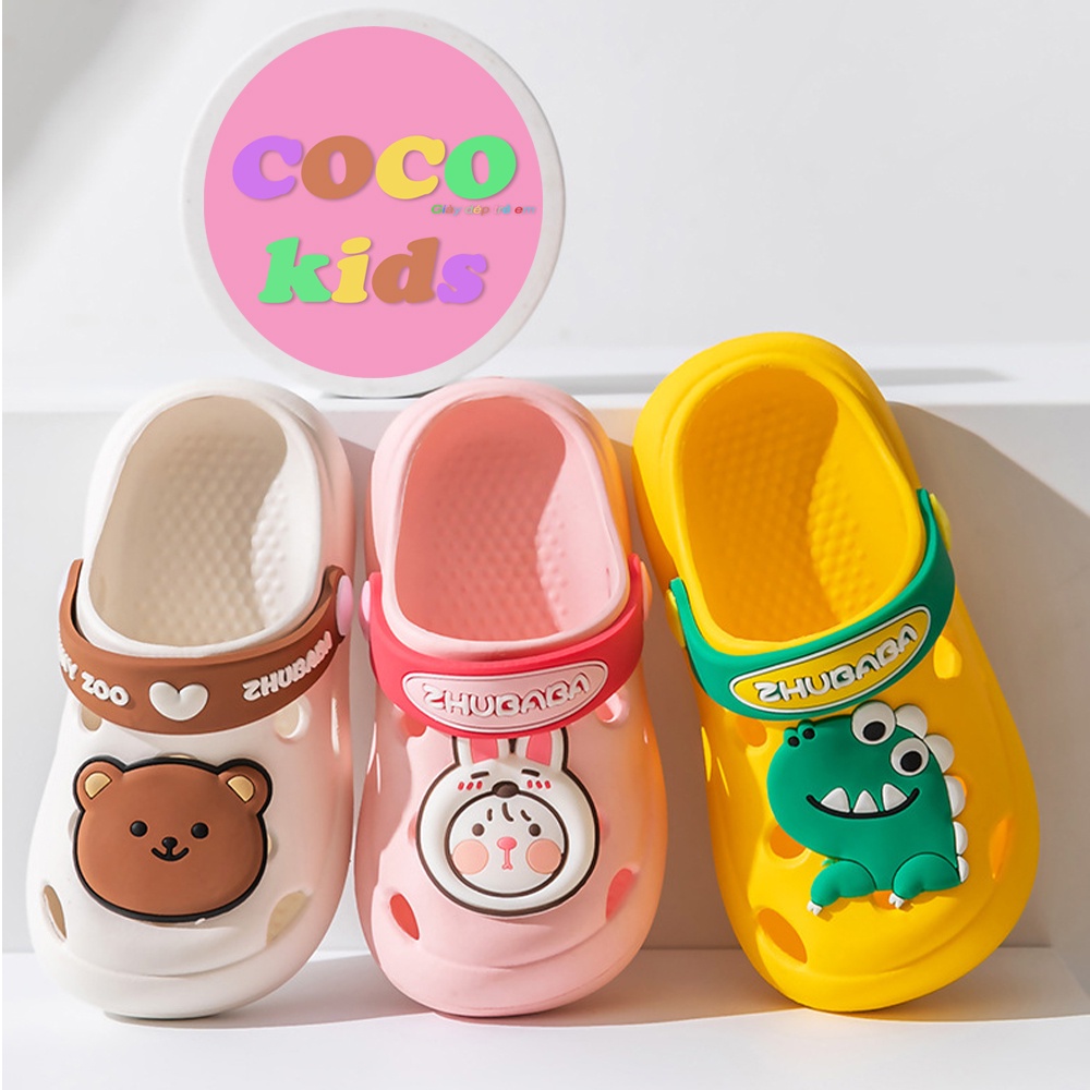 Dép trẻ em ZHUBABA Hi bear, dép cross cho bé trai, dép sục cho bé gái chống trơn trượt C-1