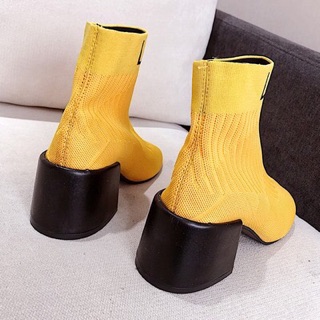 Boot len ngắn cổ gót vuông
