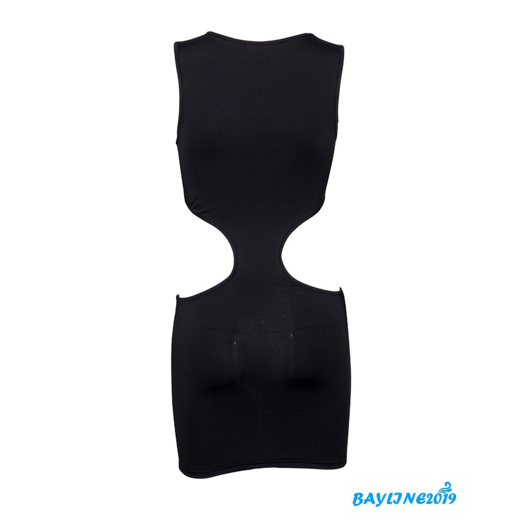 Đầm Ôm Sát Nách Cổ Tròn Màu Đen Trơn Gợi Cảm Cho Nữ