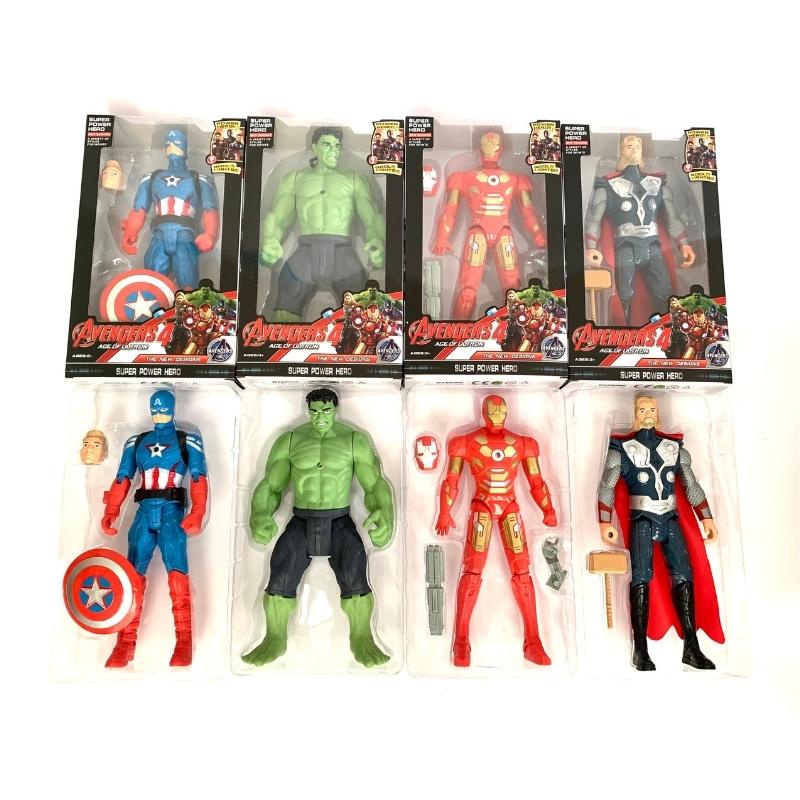 Bộ đồ chơi SIÊU ANH HÙNG Avenger Iron Man Captain Thor Hulk Ant Man có đèn sáng cử động khớp cho bé