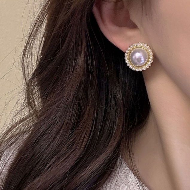 Khuyên Tai Đính Ngọc Trai Phong Cách Hàn Quốc Đơn Giản Dành Cho Nữ