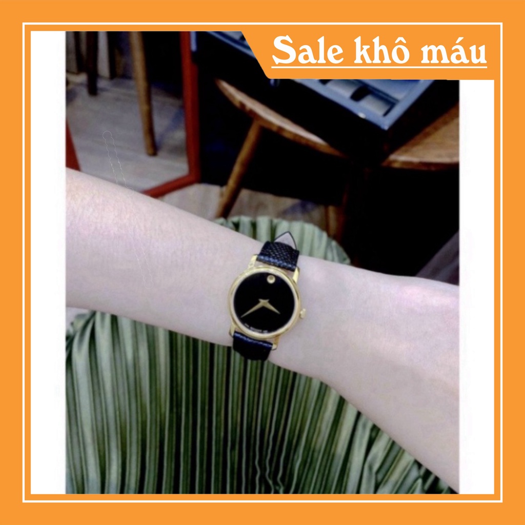 Đồng hồ nữ Movado da đen sang chảnh hợp trend thời trang giưới trẻ, chống nước , bảo hành 12 tháng