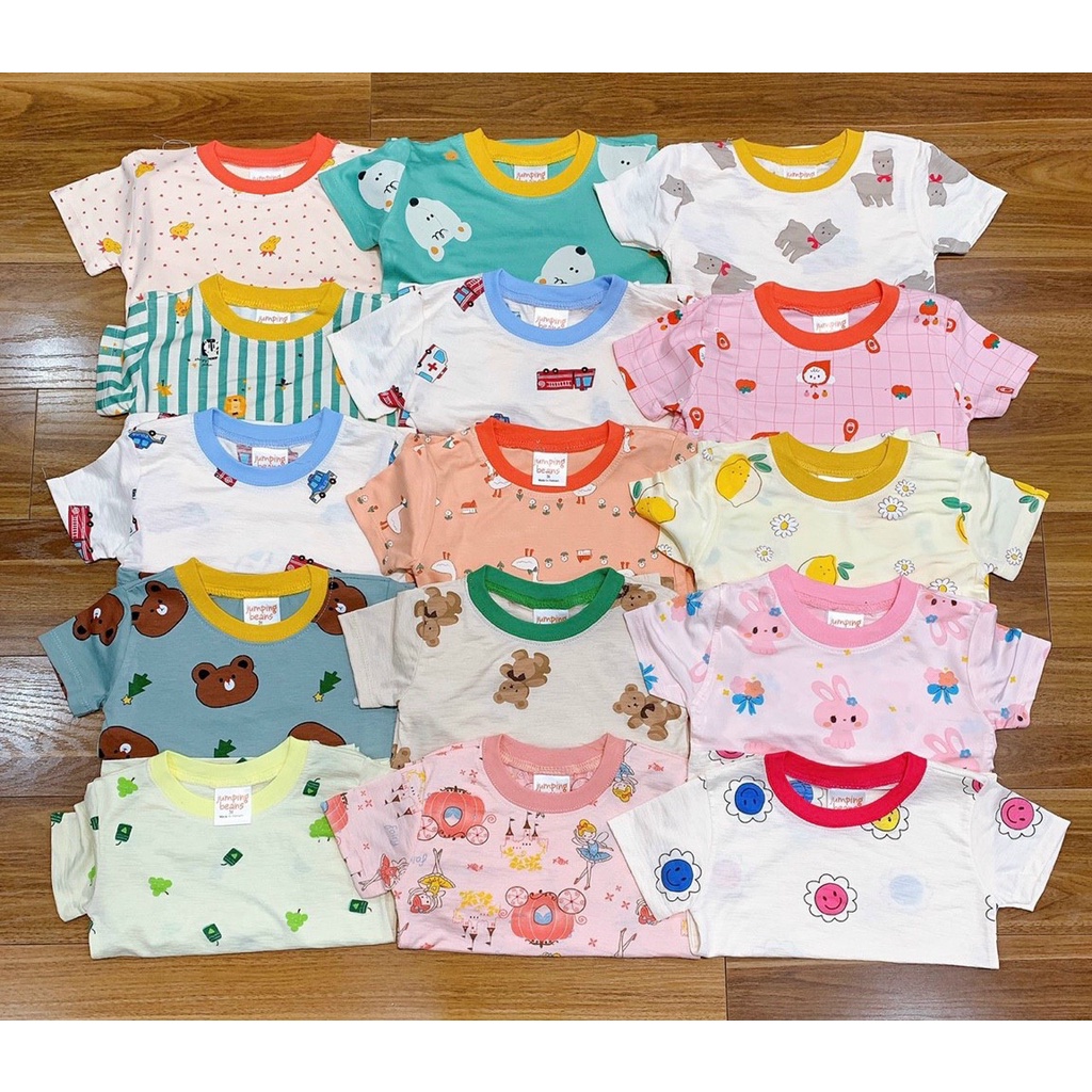 Bộ cộc tay cotton xuất họa tiết cho bé