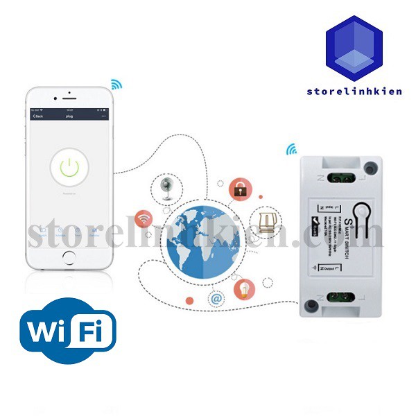 Bộ điều khiển đóng ngắt thiết bị điện Smart Home RF 1 kênh ST-01WR 220VAC (10A) WIFI, 3G, 4G, Remote 433Mhz