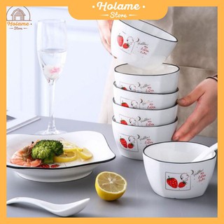 Bộ bát đĩa dâu tây đỏ xinh xắn – kèm hộp quà tặng sang trọng